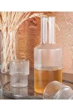Acar Lueray 5 Parça 1200 Ml Sürahi 300 Ml 4 Bardak Seti Çizgili ACR-143