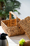 Acar Wicker Kapaklı Hasır Piknik Sepeti - 32 cm