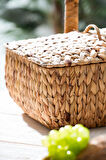 Wicker Kapaklı Hasır Piknik Sepeti - 36 cm