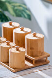 Bambu Standlı 7 li Baharat Takımı