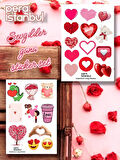 2 Adet Renkli Sevgililer Günü Özel Sticker ve Hediyelik Sticker Seti Sevgililer Günü Yıl Dönümü
