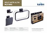 Karlim® Milet Serisi Gold Kaplama 3'lü Aksesuar Set ( Kare Havuluk - İkili Askılık - Kapaklı Kağıtlık 12 cm )
