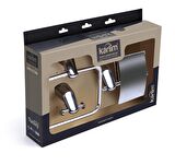 Karlim®Dicle Serisi Krom Kaplama 3'lü Aksesuar Set (Kare Havluluk, İkili Askılık, Kapaklı Kağıtlık’12)