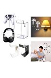 Duvara Monte Edilebilen Siyah Gaming Ps4 Ps5 Xbox Joystick Controller Tutucu Ve Kulaklık Standı