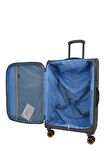 Pierre Cardin Ultra Light Hafif Lüx Kumaş 2'li Valiz Seti Orta Boy - Kabin Boy Gri PC6000