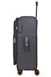 Pierre Cardin Ultra Light Hafif Lüx Kumaş 2'li Valiz Seti Büyük Boy - Kabin Boy Gri PC6000