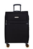 Pierre Cardin Ultra Light Hafif Lüx Kumaş Orta boy - Kabin Boy Valiz Siyah 04PC6000