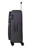 Pierre Cardin Ultra Light Hafif Lüx Kumaş 2'li Valiz Seti Orta Boy - Kabin Boy Gri PC4200