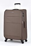 Pierre Cardin Ultra Light Hafif Lüx Kumaş 3'lü Valiz Seti Kahverengi PC4200