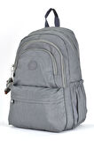 Elatae Su Geçirmez Krinkıl Kumaş Ortopedik Çok Gözlü Okul Sırt Çantası Gri 1660