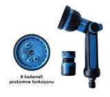 Hyundai 58755 Sulama Tabancası ve Adaptör Seti | 8 Fonksiyonlu – 1/2"-5/8" Uyumlu