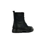 Hammer Jack Yuvarlak Burun Kısa Topuk Bağcıklı Günlük Siyah Kar Botu Nubuk