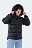 Slazenger HARSHAL IN Erkek Kapüşonlu Şişme Siyah Mont & Kaban