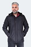 Slazenger HOLD Erkek Kapüşonlu Siyah Mont & Kaban
