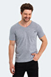 Slazenger SARGON KTN Erkek V Yaka Gri Tişört