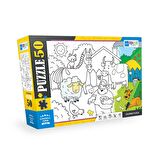 Blue Focus Coloring Puzzle 6+ Yaş Orta Boy Puzzle 50 Parça