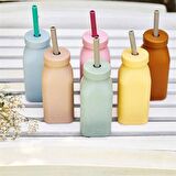 Oioi Silikon Şişe+Pipet Bubble Beige/Powder Grey 1240004