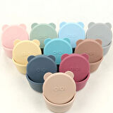 Oioi Silikon Kapaklı Mini Kase 2'li Mini Bites Woody Brown / Powder Grey