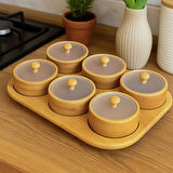 Porsima Pbt-693 Tepsili 6lı Bambu Kahvaltılık Saklama Kabı Kapaklı Saklama Kabı Kapaklı Kahvaltılık Seti