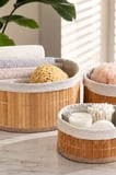 Porsima 3lü Yuvarlak Hasır Sepet Seti Kapaklı Bambu Banyo Mutfak Düzenleyici Organizer Pbt-598
