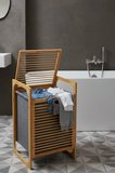 Porsima Pbt-350 Ahşap Bambu Kirli Sepeti Banyo Düzenleyici Kirli Çamaşır Sepeti Organizeri