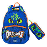 Muggle 3 Bölmeli Dragons Okul Sırt Çantası+Kalemlik