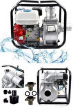9900WP Metal Çift Çarklı Sistem3 Parmak Benzinli Su Pompası Motopump Su Motoru 8mt Emiş
