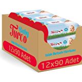 Baby Turco Islak Havlu Mendil 90 Yaprak 12 Li