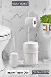 Orsa Home 3'ü 1 Arada Banyo Seti – Tuvalet Kağıtlığı, Çöp Kovası ve Tuvalet Fırçası (Beyaz)Kovalı Tuvalet Kağıtlığı, Çöp Kovalı Tuvalet Kağıdı Askısı ve Tuvalet Fırça Seti (Beyaz)