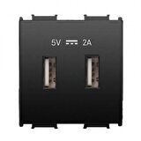 Viko Panasonic Thea Modüler Siyah Usb Şarj Prizi Alt+Kapak 2M 5V-2A - WVTT22314BL-TR