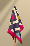 V48 Kadın Geometric Desenli Bandana 50x50 Mavi DG0119-22