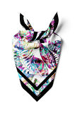 D115 Kadın Garden Desenli Bandana 50x50 Mor DG0225-22