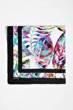 D115 Kadın Garden Desenli Bandana 50x50 Mor DG0225-22