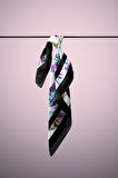 D115 Kadın Garden Desenli Bandana 50x50 Mor DG0225-22