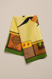 F23 Kadın African Desenli Bandana 50x50 Kahve DG0248-2