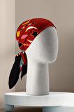 Y20 Kadın Çiçek Desenli Bandana 50x50 Kırmızı DG0403-22