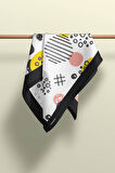 D74 Kadın Geometrik Desenli Bandana 50x50 Sarı DG0427-22