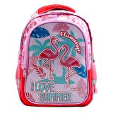 Muggle 2 Bölmeli Flamingo Pembe Okul Sırt Çantası (MU-7211)