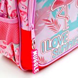 Muggle 2 Bölmeli Flamingo Pembe Okul Sırt Çantası (MU-7211)