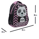 Muggle Tek Bölmeli Panda Siyah Anaokulu Sırt Çantası (MU-7327)