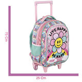 Muggle 2 Bölmeli Live Happy Çekçekli Okul Sırt Çantası Pembe (MU-9172)