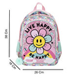 Muggle 2 Bölmeli Live Happy Çekçekli Okul Sırt Çantası Pembe (MU-9172)