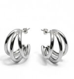 Gümüş Renk Kalın Halka Küpe - Çelik (Stainless Steel)