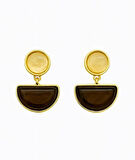 Kahverengi Taşlı Minimal Tarz Küpe