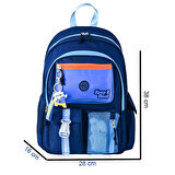 Muggle 3 Bölmeli Deep Blue Okul Sırt Çantası + Beslenme Çantası + Kalemlik