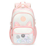 Muggle 3 Bölmeli Uniqe Cats Kolej Okul Sırt Çantası Pembe (MU-1841)