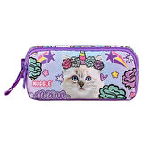 Muggle 2 Bölmeli Pretty Cat Meow Okul Çantası + Beslenme Çantası +Kalemlik
