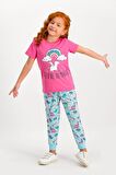 Rolypoly Believe Magic Pembe Kısa Kollu Kız Çocuk Pijama Takımı