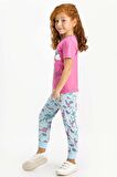 Rolypoly Believe Magic Pembe Kısa Kollu Kız Çocuk Pijama Takımı