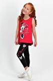 Minnie Mouse Lisanslı Kırmızı Kız Çocuk Tayt Pijama Takım